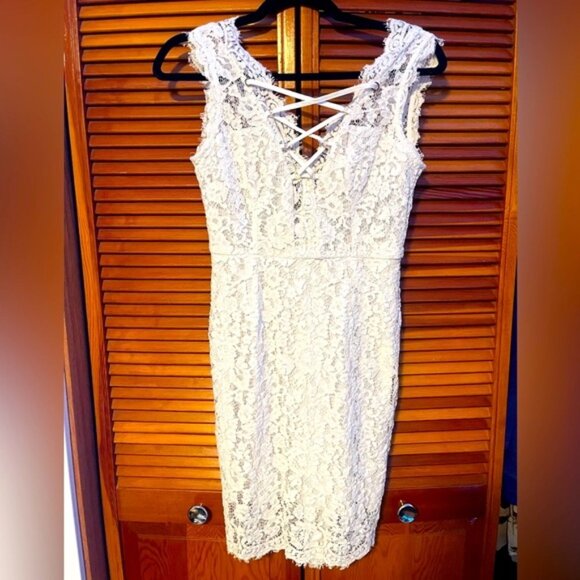 Marciano White Lace Backless Dress - Picture 1 of 8